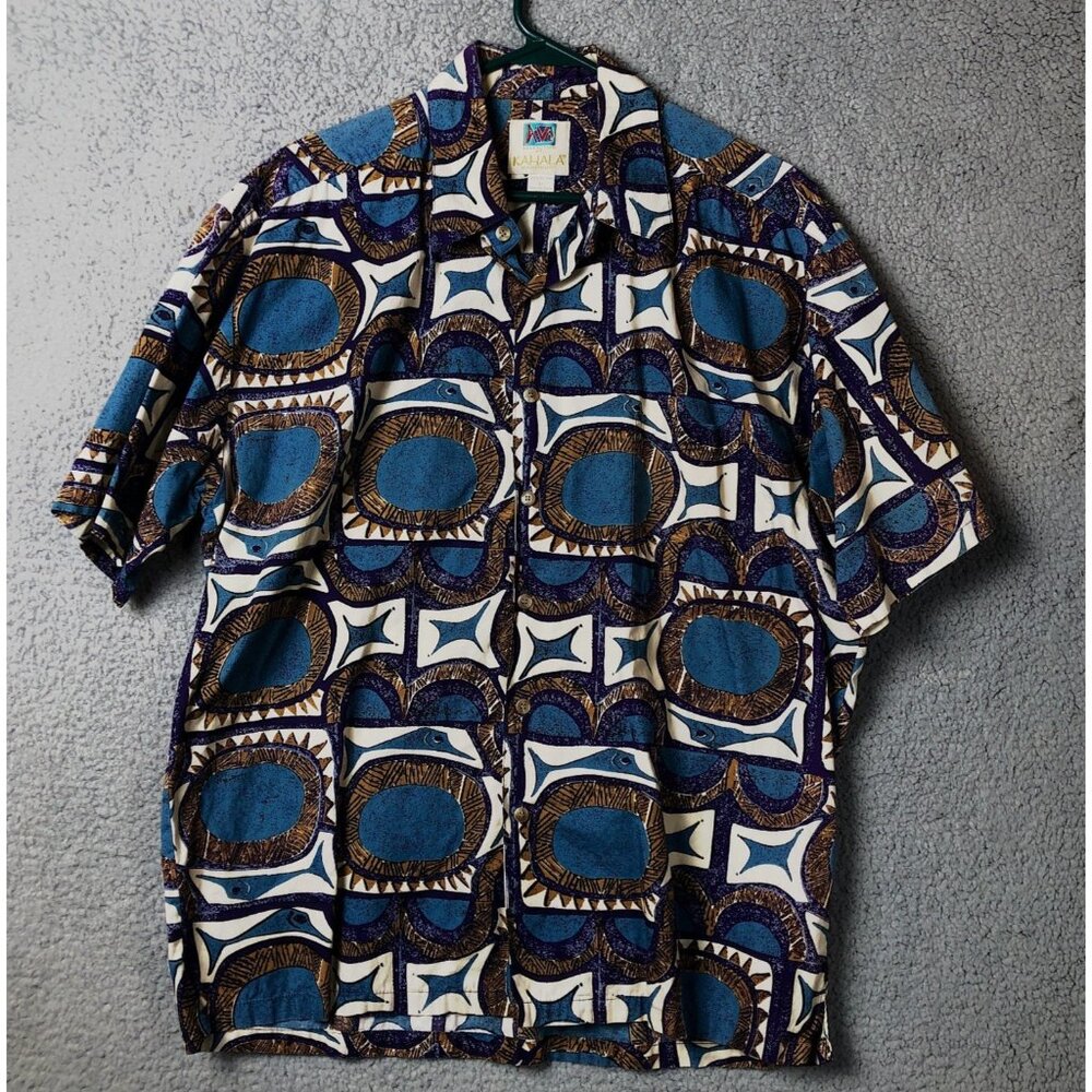AVI Collection By KAHALA Mens Large Short Sleeve Button Up Hawaiian Shirt Cotton